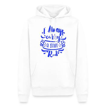 Ich trage immer einen steifen Stab dabei - Männer Premium Bio Hoodie - Weiß - Vorne - Nico (187cm)