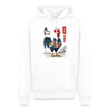 Coq Esthétique Streetwear Vintage Japon Design - Sweat à capuche Premium bio Homme - blanc - Devant - Nico (187cm)