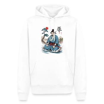 Samouraï Ukiyo-E Retro Streetwear Japon Esthétique - Sweat à capuche Premium bio Homme - blanc - Devant - Nico (187cm)