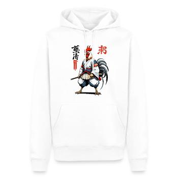 Samurai Hahn Vintage Japan Tokio Streetwear Design - Männer Premium Bio Hoodie - Weiß - Vorne - Nico (187cm)