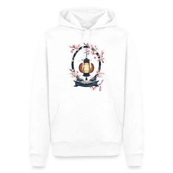 Cherry Blossom Paper Lanterns Japan Streetwear Style - Men’s Premium Organic Hoodie - white - Front - Nico (187cm)