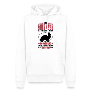 Sheltie me protège Chien de berger Shetland - Sweat à capuche Premium bio Homme - blanc - Devant - Nico (187cm)