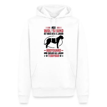 Irischer Wolfshund ist besser Windhund - Männer Premium Bio Hoodie - Weiß - Vorne - Nico (187cm)