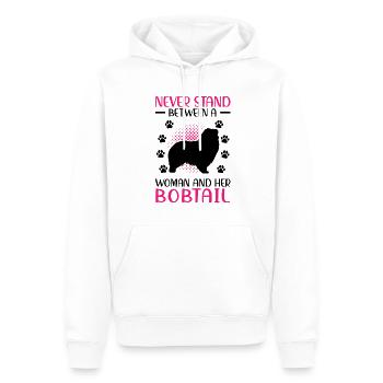 Woman and her Bobtail Old English Sheepdog - Men’s Premium Organic Hoodie - white - Front - Nico (187cm)
