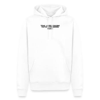 Randonnée - Amoureux des sentiers, à la poursuite des panoramas, à la conquête - Sweat à capuche Premium bio Homme - blanc - Devant - Nico (187cm)