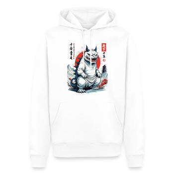 Monster Cat Japon Streetwear Cat Design - Sweat à capuche Premium bio Homme - blanc - Devant - Nico (187cm)