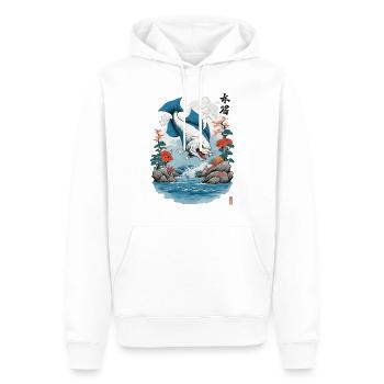Ukiyo-E Catfish Japon Chat Streetwear Style - Sweat à capuche Premium bio Homme - blanc - Devant - Nico (187cm)