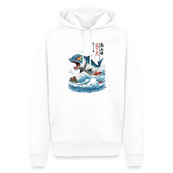Ukiyo-E Fish Monster Vintage Style - Men’s Premium Organic Hoodie - white - Front - Nico (187cm)