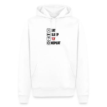 Manger, dormir, parapente, répéter le vol - Sweat à capuche Premium bio Homme - blanc - Devant - Nico (187cm)