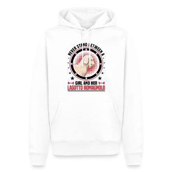 Mädchen und ihr Lagotto Romagnolo Wasserhund - Männer Premium Bio Hoodie - Weiß - Vorne - Nico (187cm)