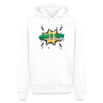 Humility is my superpower trait - Men’s Premium Organic Hoodie - white - Front - Nico (187cm)