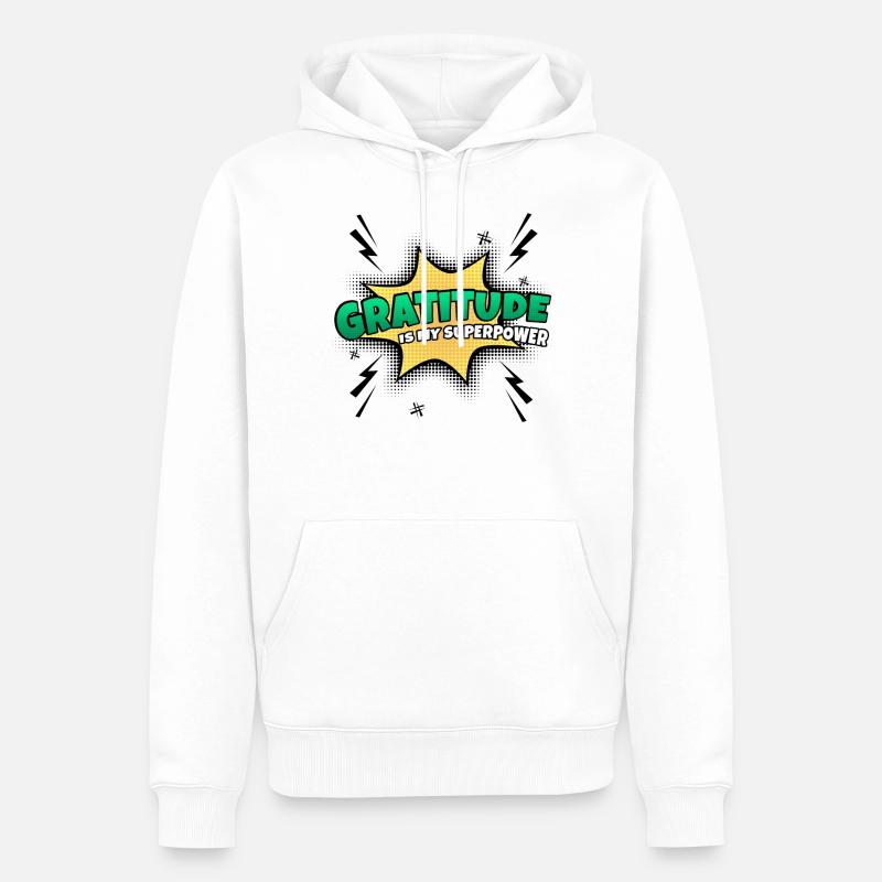 L’humilité est mon trait de caractère de superpouvoir - Sweat à capuche Premium bio Homme - blanc