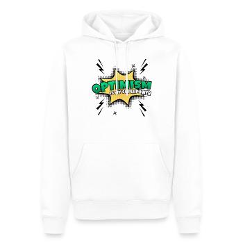 Optimismus Ist Meine Superkraft Eigenschaft - Männer Premium Bio Hoodie - Weiß - Vorne - Nico (187cm)