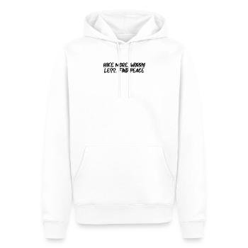 Wandern - Hike more, worry less, find peace - Männer Premium Bio Hoodie - Weiß - Vorne - Nico (187cm)