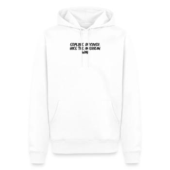 Wandern - Explore. Discover. Hike the American - Männer Premium Bio Hoodie - Weiß - Vorne - Nico (187cm)