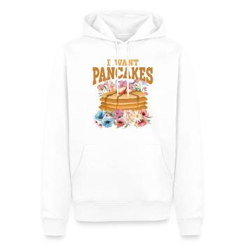 Amoureux des crêpes Les enfants je veux des crêpes - Sweat à capuche Premium bio Homme - blanc - Devant - Nico (187cm)