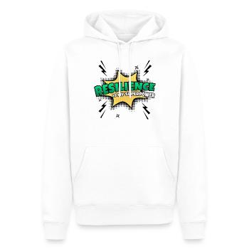 Resilience is my superpower - Men’s Premium Organic Hoodie - white - Front - Nico (187cm)