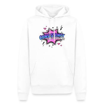 Consistency is my superpower trait - Men’s Premium Organic Hoodie - white - Front - Nico (187cm)