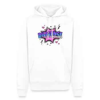 Fleiß Ist Meine Superkraft Eigenschaft - Männer Premium Bio Hoodie - Weiß - Vorne - Nico (187cm)