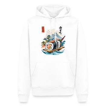 Conception d’œuvres d’art Ukiyo-E Sushi - Sweat à capuche Premium bio Homme - blanc - Devant - Nico (187cm)