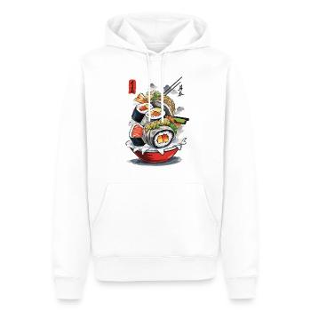 Sushi Ukiyo-E Japon Esthétique Vintage Food Design - Sweat à capuche Premium bio Homme - blanc - Devant - Nico (187cm)