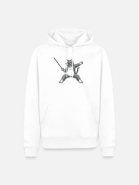 Fechten Katze Fechter degenkämpferfechter - Männer Premium Bio Hoodie - Weiß