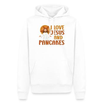 Les enfants amoureux des crêpes J’aime Jésus - Sweat à capuche Premium bio Homme - blanc - Devant - Nico (187cm)