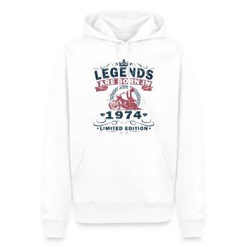 Vintage 1974 Retro Motorcycle Birthday Gift - Men’s Premium Organic Hoodie - white - Front - Nico (187cm)
