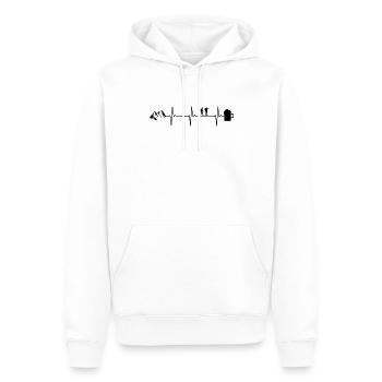 Wandern Bier EKG Herzschlag Bergsteiger - Männer Premium Bio Hoodie - Weiß - Vorne - Nico (187cm)
