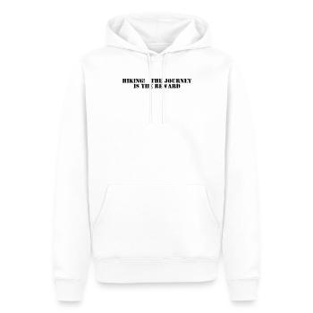 Wandern - Hiking: the journey is the reward - Männer Premium Bio Hoodie - Weiß - Vorne - Nico (187cm)