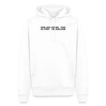 Hiking - Find adventure, step by step, - Men’s Premium Organic Hoodie - white - Front - Nico (187cm)