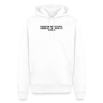 Wandern - Conquer mountains, embrace the beauty - Männer Premium Bio Hoodie - Weiß - Vorne - Nico (187cm)