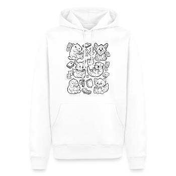 Bücher lesen: Capybara, Fuchs, Corgi, Otter - Männer Premium Bio Hoodie - Weiß - Vorne - Nico (187cm)