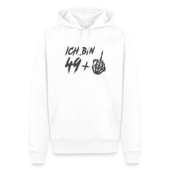 50. Geburtstag 49 + Mittelfinger 50 Jahre - Männer Premium Bio Hoodie - Weiß - Vorne - Nico (187cm)