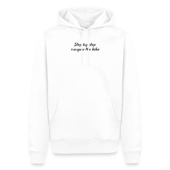 Hiking - Step by step, conquer the hike - Men’s Premium Organic Hoodie - white - Front - Nico (187cm)