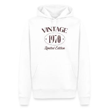 Années 1970 édition limitée anniversaire des années 1970 - Sweat à capuche Premium bio Homme - blanc - Devant - Nico (187cm)