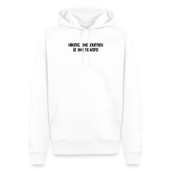 Wandern - Hiking: the journey is the reward - Männer Premium Bio Hoodie - Weiß - Vorne - Nico (187cm)