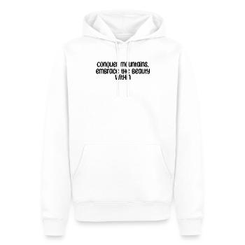 Wandern - Conquer mountains, embrace the beauty - Männer Premium Bio Hoodie - Weiß - Vorne - Nico (187cm)