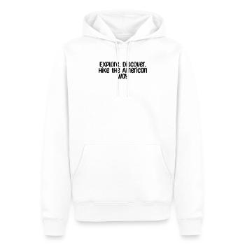 Wandern - Explore. Discover. Hike the American - Männer Premium Bio Hoodie - Weiß - Vorne - Nico (187cm)