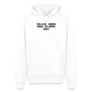 Randonnée - Amoureux des sentiers, à la poursuite des panoramas, à la conquête - Sweat à capuche Premium bio Homme - blanc - Devant - Nico (187cm)