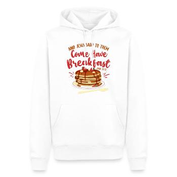 Citation biblique pour enfants amoureux des crêpes - Sweat à capuche Premium bio Homme - blanc - Devant - Nico (187cm)