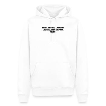 Randonnée - Amoureux des sentiers, à la poursuite des panoramas, à la conquête - Sweat à capuche Premium bio Homme - blanc - Devant - Nico (187cm)