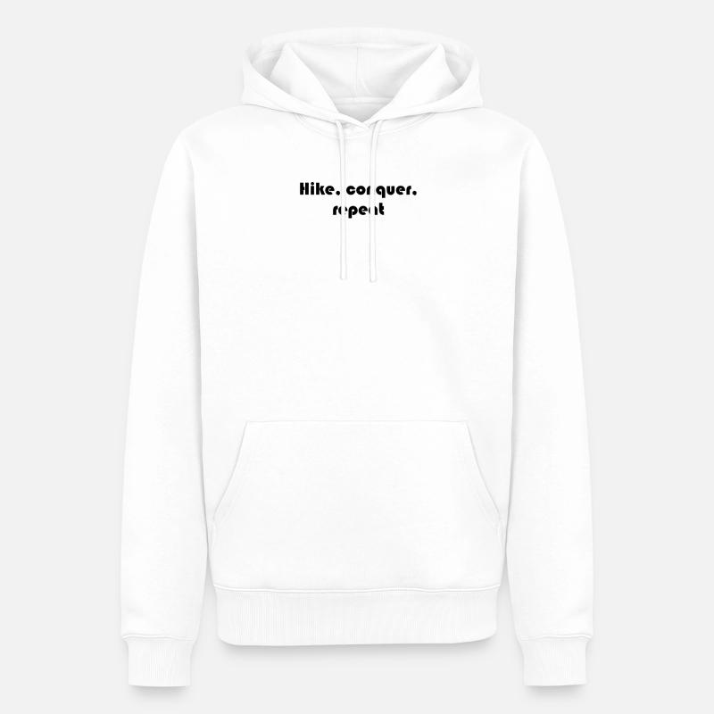Wandern - Hike, conquer, repeat - Männer Premium Bio Hoodie - Weiß
