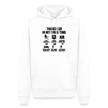 Dinge die ich in meiner Freizeit mache Basketball - Männer Premium Bio Hoodie - Weiß - Vorne - Nico (187cm)