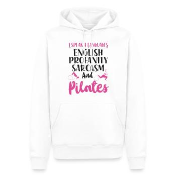Instructeur de Pilates Professeur Je parle - Sweat à capuche Premium bio Homme - blanc - Devant - Nico (187cm)