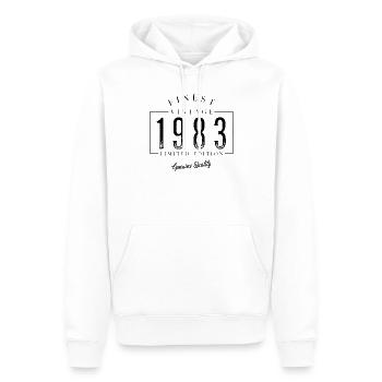 Finest Vintage 1983 Vintage 1983 Birth Anniversary - Men’s Premium Organic Hoodie - white - Front - Nico (187cm)