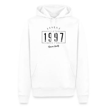 Meilleur millésime 1997 Millésime 1997 Anniversaire - Sweat à capuche Premium bio Homme - blanc - Devant - Nico (187cm)