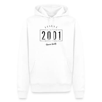Meilleur millésime 2001 Millésime 2001 Anniversaire - Sweat à capuche Premium bio Homme - blanc - Devant - Nico (187cm)