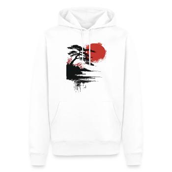 Japon Paysage Lune Rouge Bouddhisme Esthétique - Sweat à capuche Premium bio Homme - blanc - Devant - Nico (187cm)