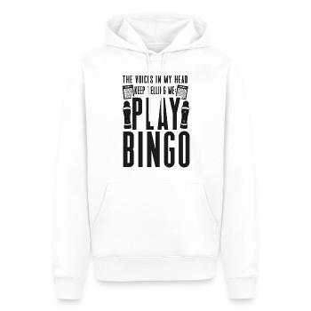 Joueur de bingo Les voix dans ma tête - Sweat à capuche Premium bio Homme - blanc - Devant - Nico (187cm)